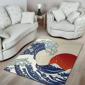 Ancient Great Japanese Wave Print Area Rug