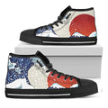 Ancient Great Japanese Wave Print Black High Top Sneakers