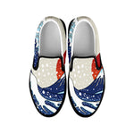 Ancient Great Japanese Wave Print Black Slip On Shoes