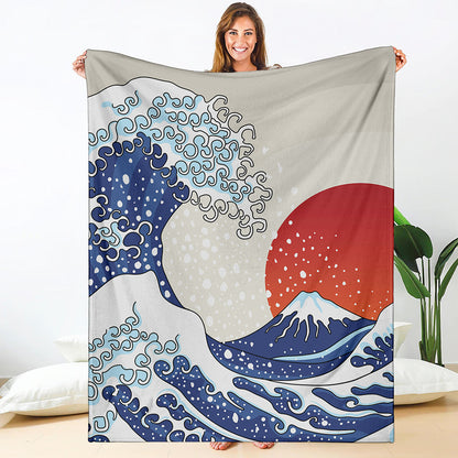 Ancient Great Japanese Wave Print Blanket