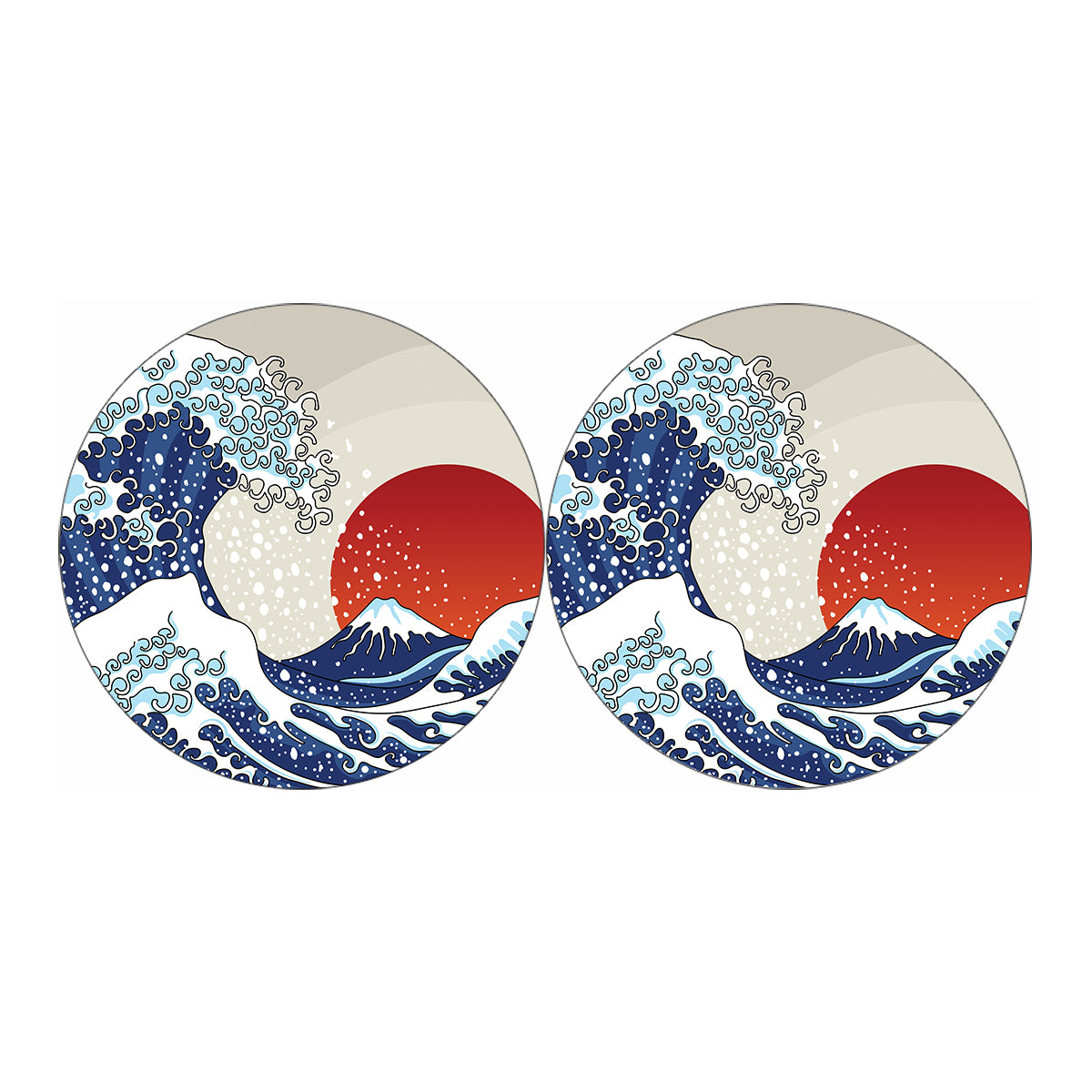 Ancient Great Japanese Wave Print Car Coasters