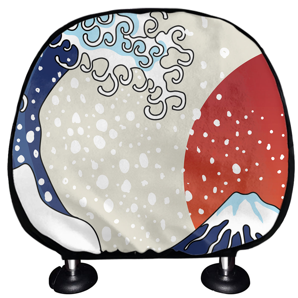 Ancient Great Japanese Wave Print Car Headrest Covers
