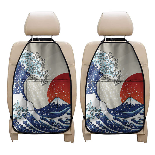 Ancient Great Japanese Wave Print Car Seat Organizers