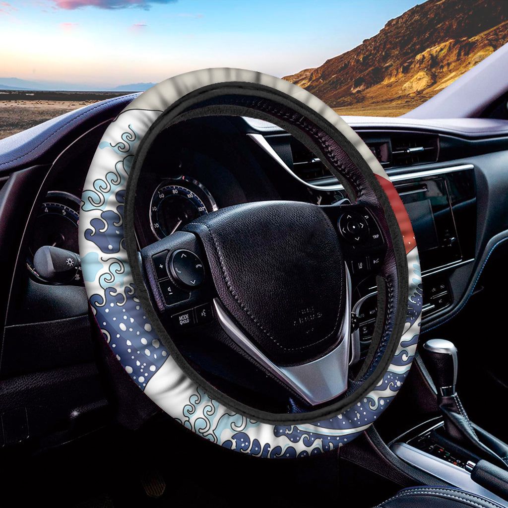 Ancient Great Japanese Wave Print Car Steering Wheel Cover