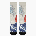 Ancient Great Japanese Wave Print Crew Socks