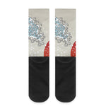 Ancient Great Japanese Wave Print Crew Socks