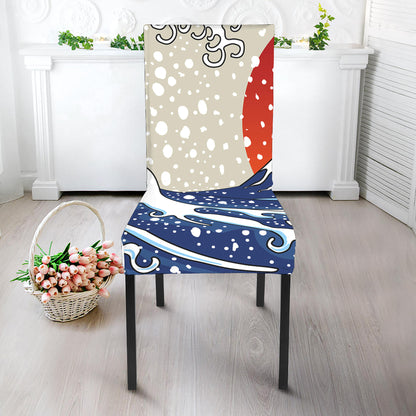 Ancient Great Japanese Wave Print Dining Chair Slipcover