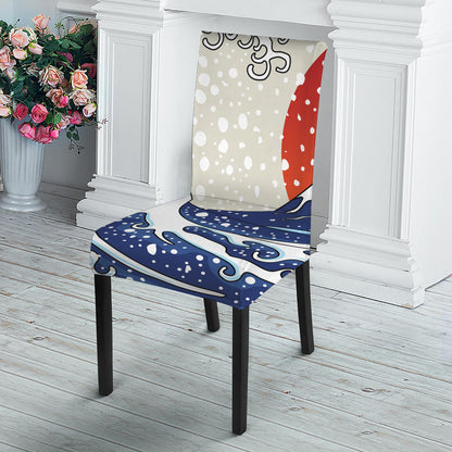 Ancient Great Japanese Wave Print Dining Chair Slipcover