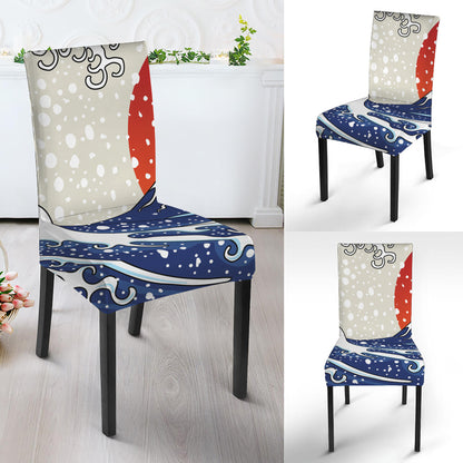 Ancient Great Japanese Wave Print Dining Chair Slipcover
