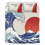 Ancient Great Japanese Wave Print Duvet Cover Bedding Set