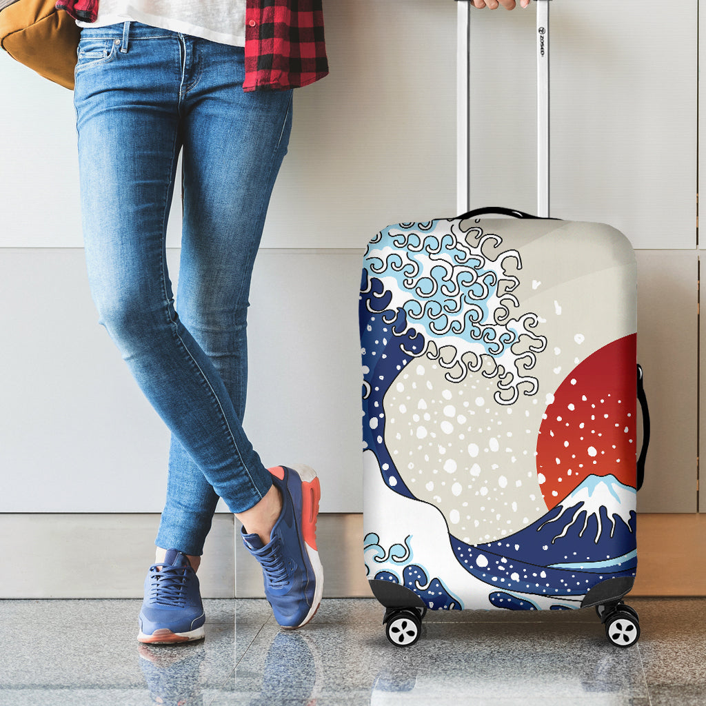 Ancient Great Japanese Wave Print Luggage Cover