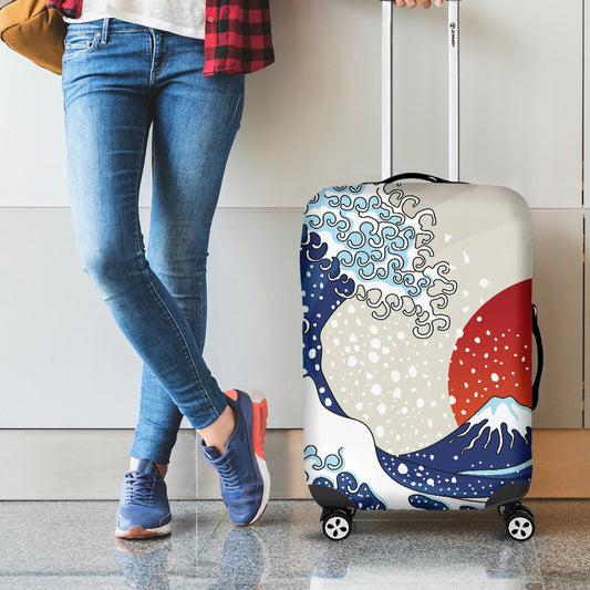 Ancient Great Japanese Wave Print Luggage Cover