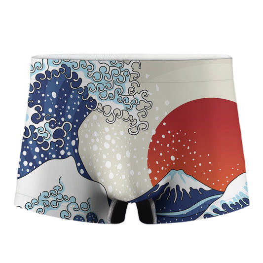 Ancient Great Japanese Wave Print Men's Boxer Briefs