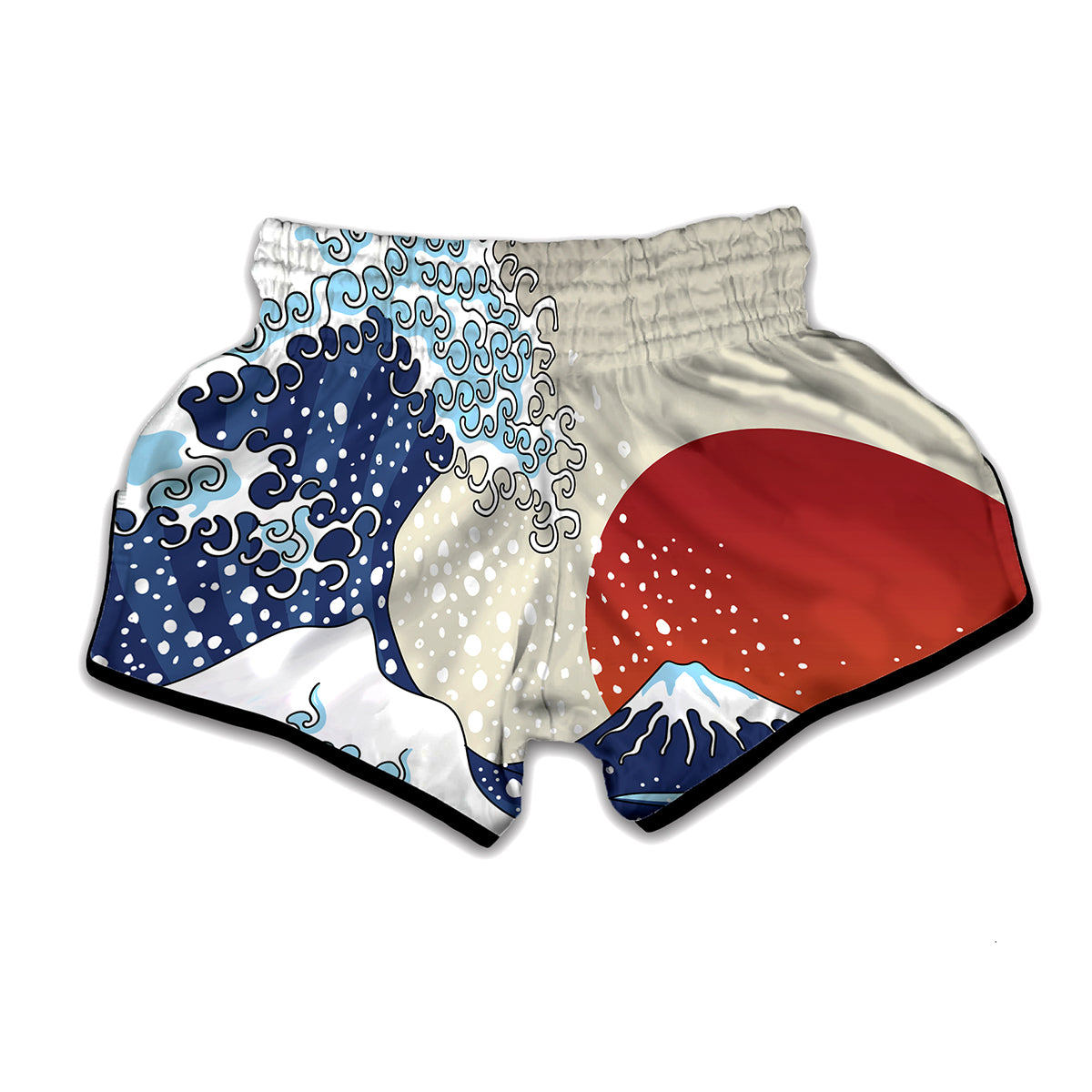 Ancient Great Japanese Wave Print Muay Thai Boxing Shorts