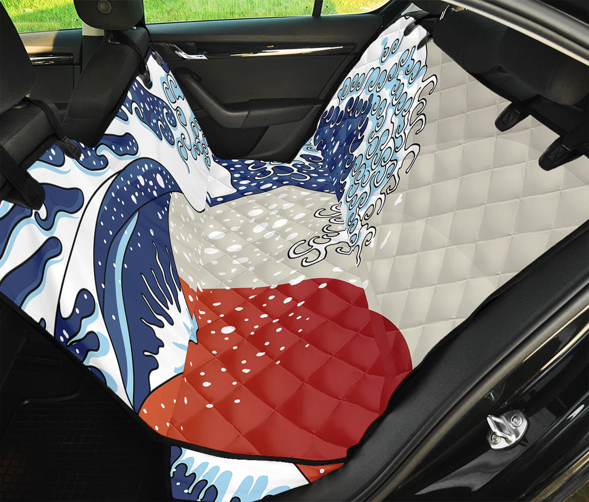 Ancient Great Japanese Wave Print Pet Car Back Seat Cover