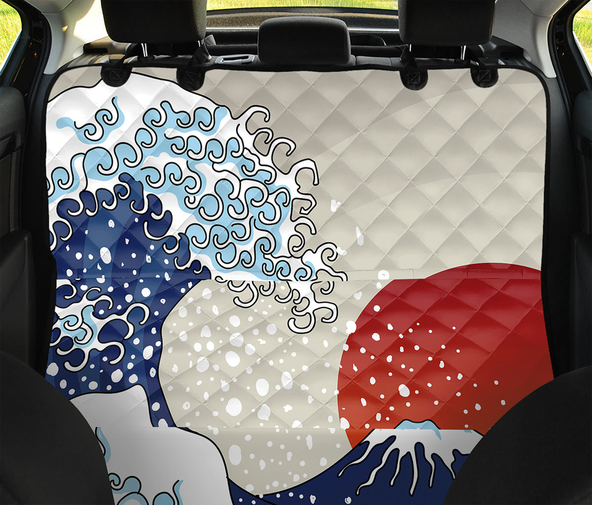 Ancient Great Japanese Wave Print Pet Car Back Seat Cover