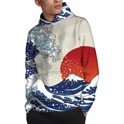 Ancient Great Japanese Wave Print Pullover Hoodie