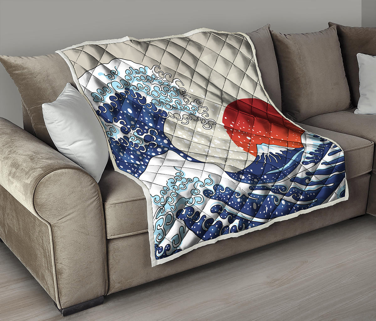 Ancient Great Japanese Wave Print Quilt