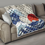 Ancient Great Japanese Wave Print Quilt