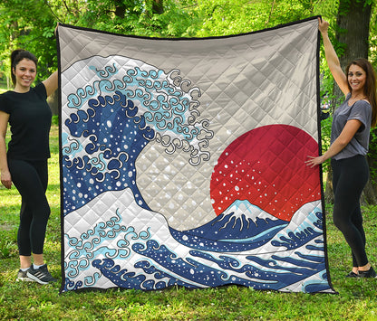 Ancient Great Japanese Wave Print Quilt