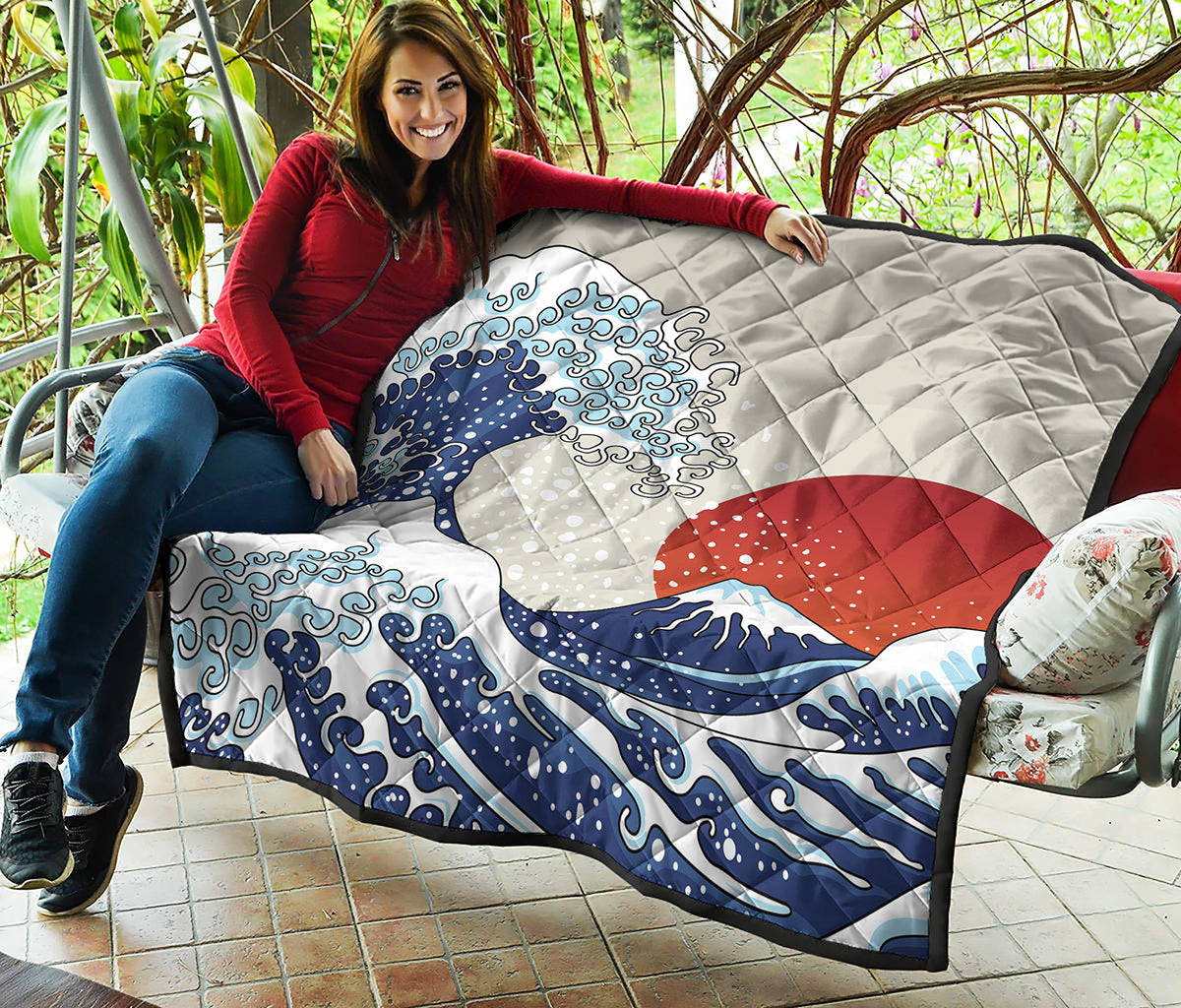 Ancient Great Japanese Wave Print Quilt