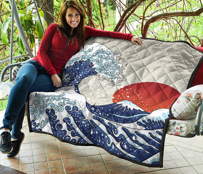 Ancient Great Japanese Wave Print Quilt