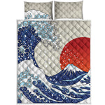 Ancient Great Japanese Wave Print Quilt Bed Set