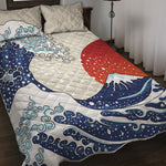 Ancient Great Japanese Wave Print Quilt Bed Set