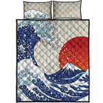 Ancient Great Japanese Wave Print Quilt Bed Set