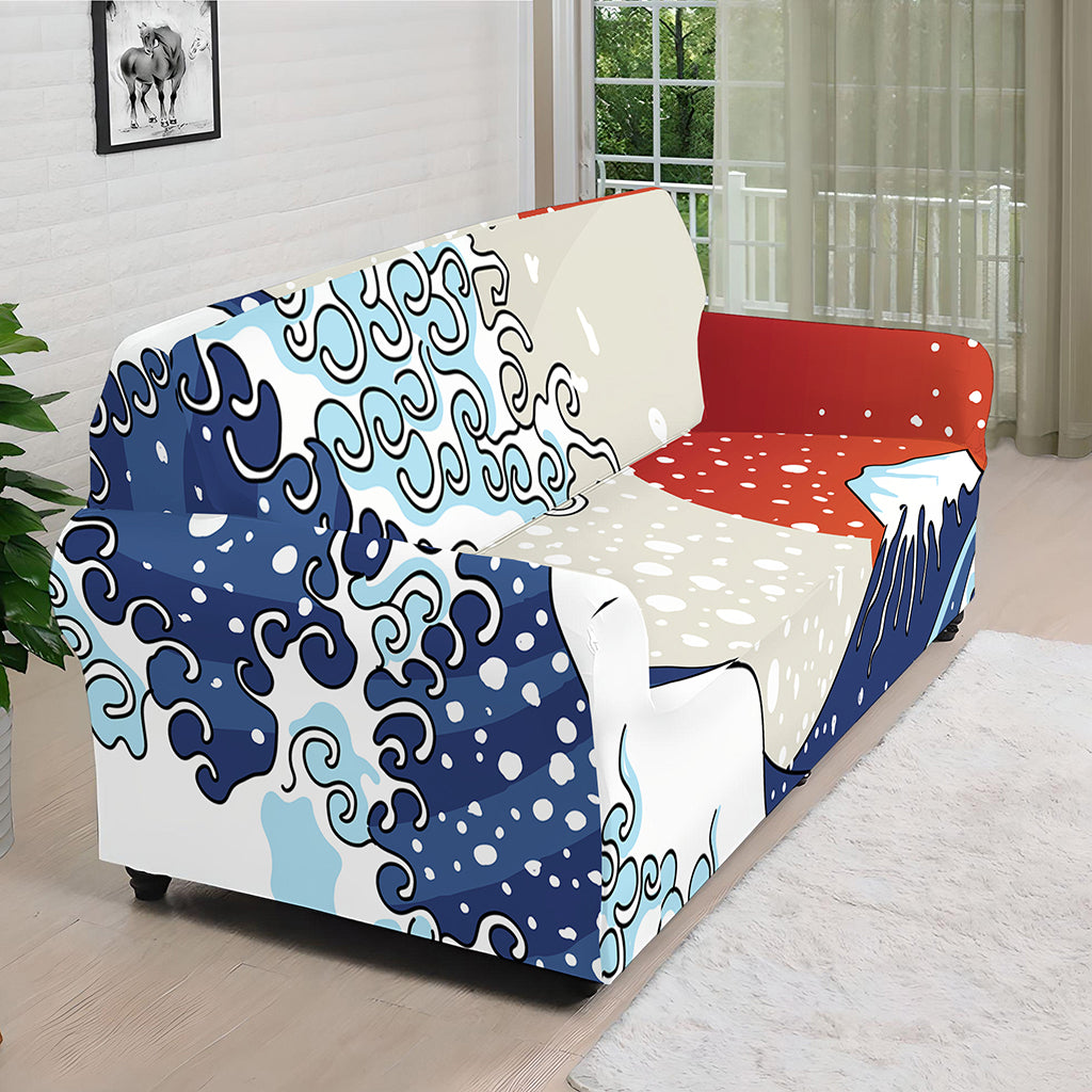 Ancient Great Japanese Wave Print Sofa Cover