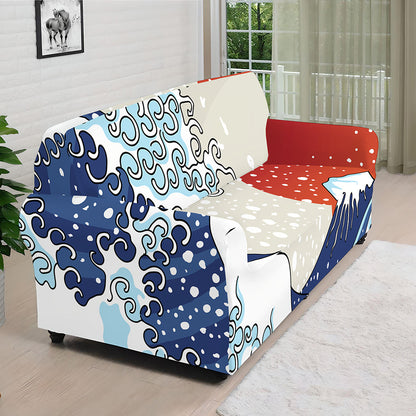 Ancient Great Japanese Wave Print Sofa Cover