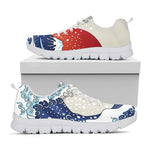 Ancient Great Japanese Wave Print White Sneakers