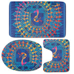 Ancient Indian Warli Tribal Print 3 Piece Bath Mat Set