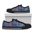 Ancient Indian Warli Tribal Print Black Low Top Sneakers