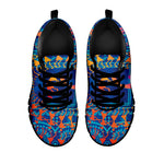Ancient Indian Warli Tribal Print Black Sneakers