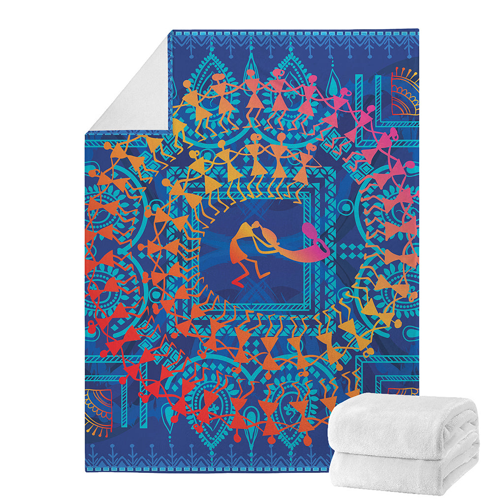 Ancient Indian Warli Tribal Print Blanket