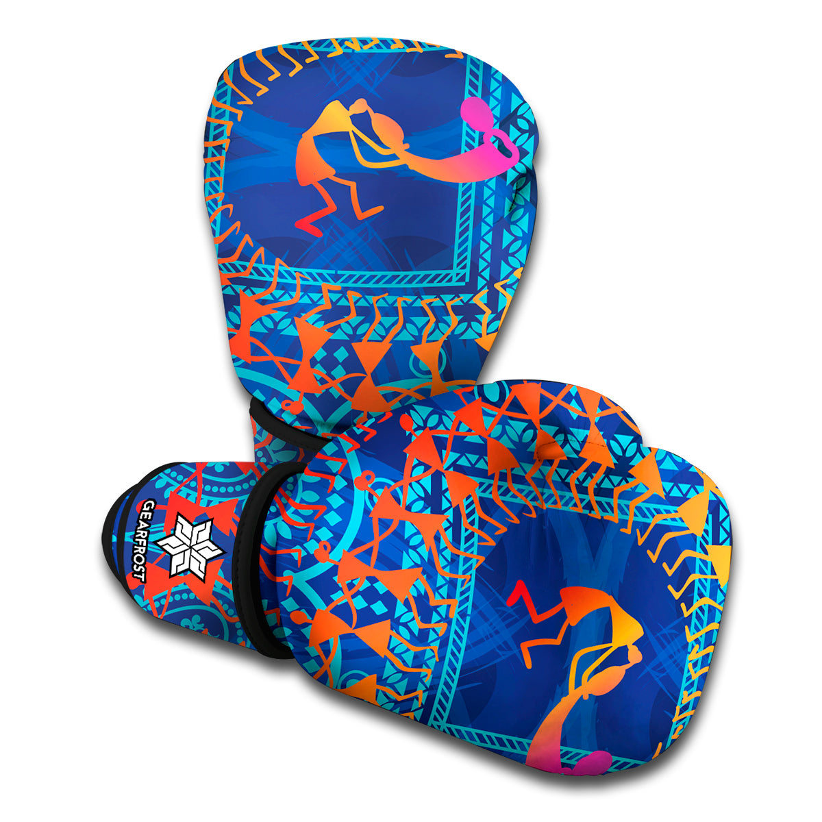 Ancient Indian Warli Tribal Print Boxing Gloves