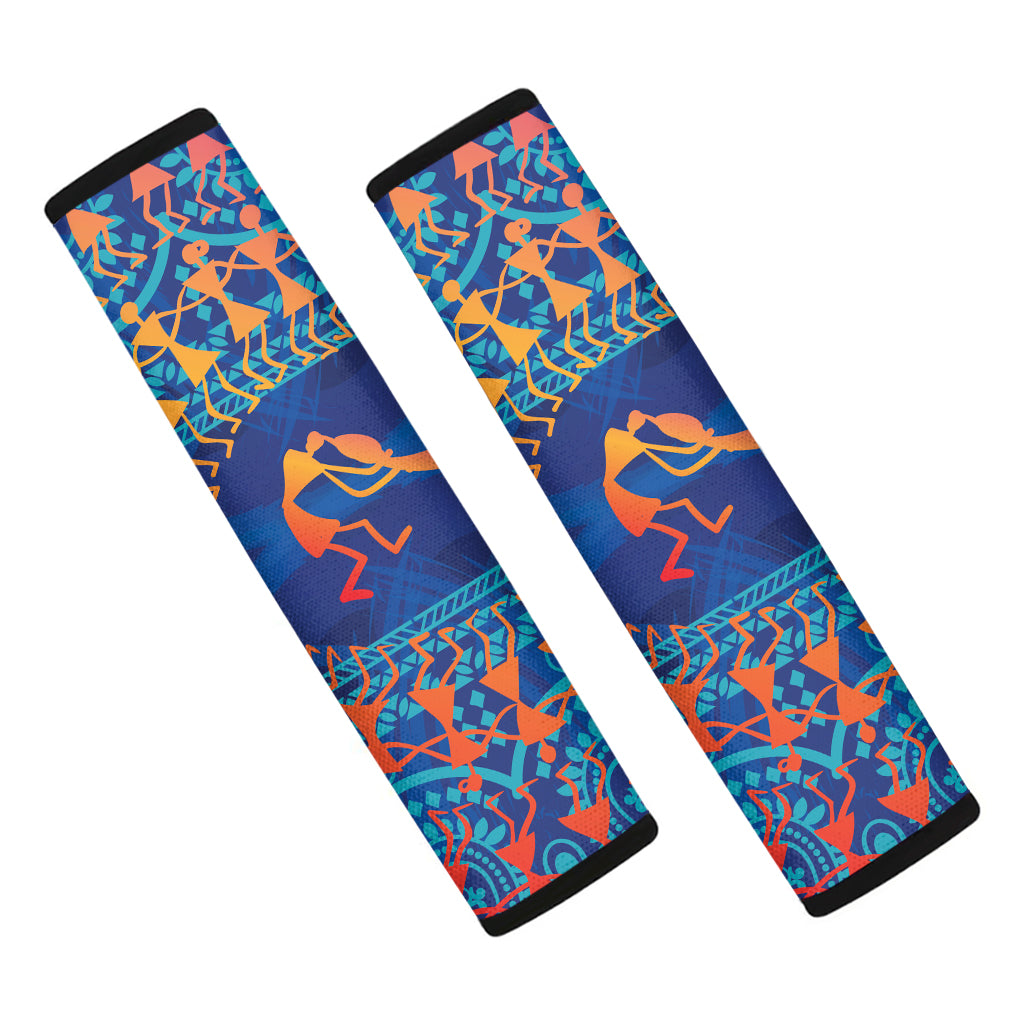 Ancient Indian Warli Tribal Print Car Seat Belt Covers