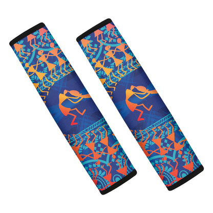 Ancient Indian Warli Tribal Print Car Seat Belt Covers