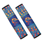 Ancient Indian Warli Tribal Print Car Seat Belt Covers