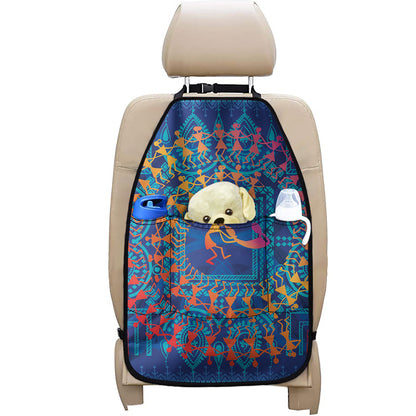 Ancient Indian Warli Tribal Print Car Seat Organizers