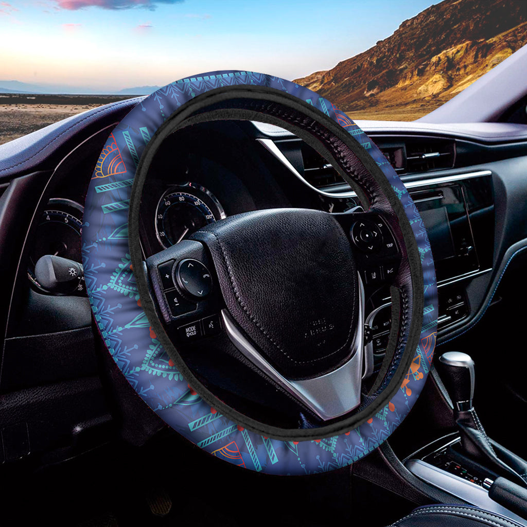 Ancient Indian Warli Tribal Print Car Steering Wheel Cover