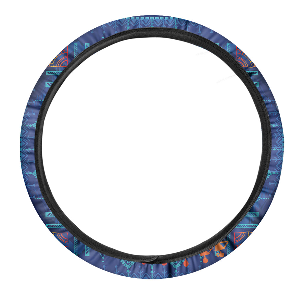 Ancient Indian Warli Tribal Print Car Steering Wheel Cover