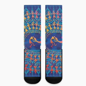 Ancient Indian Warli Tribal Print Crew Socks