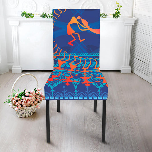 Ancient Indian Warli Tribal Print Dining Chair Slipcover