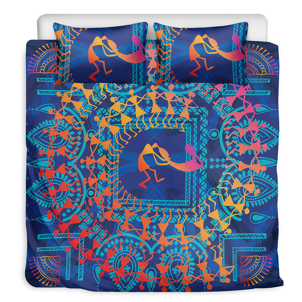 Ancient Indian Warli Tribal Print Duvet Cover Bedding Set