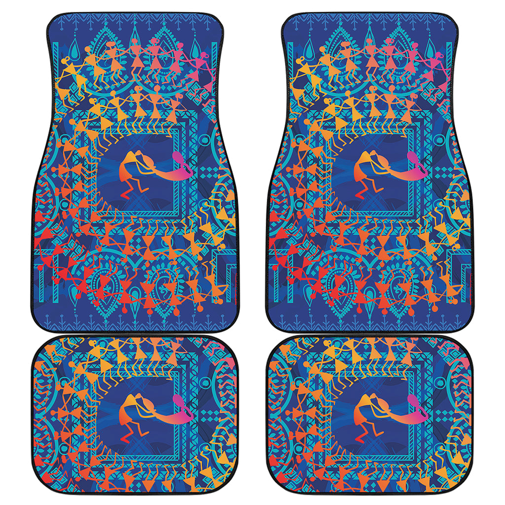 Ancient Indian Warli Tribal Print Front and Back Car Floor Mats