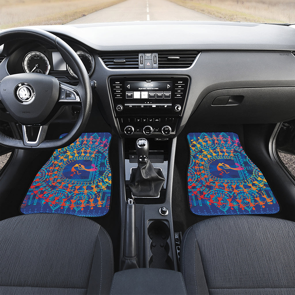 Ancient Indian Warli Tribal Print Front and Back Car Floor Mats