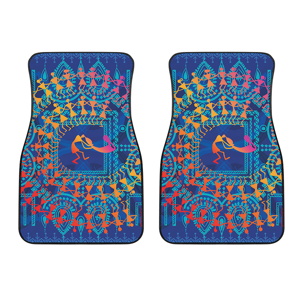 Ancient Indian Warli Tribal Print Front Car Floor Mats
