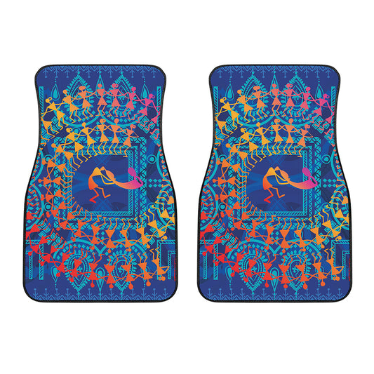 Ancient Indian Warli Tribal Print Front Car Floor Mats